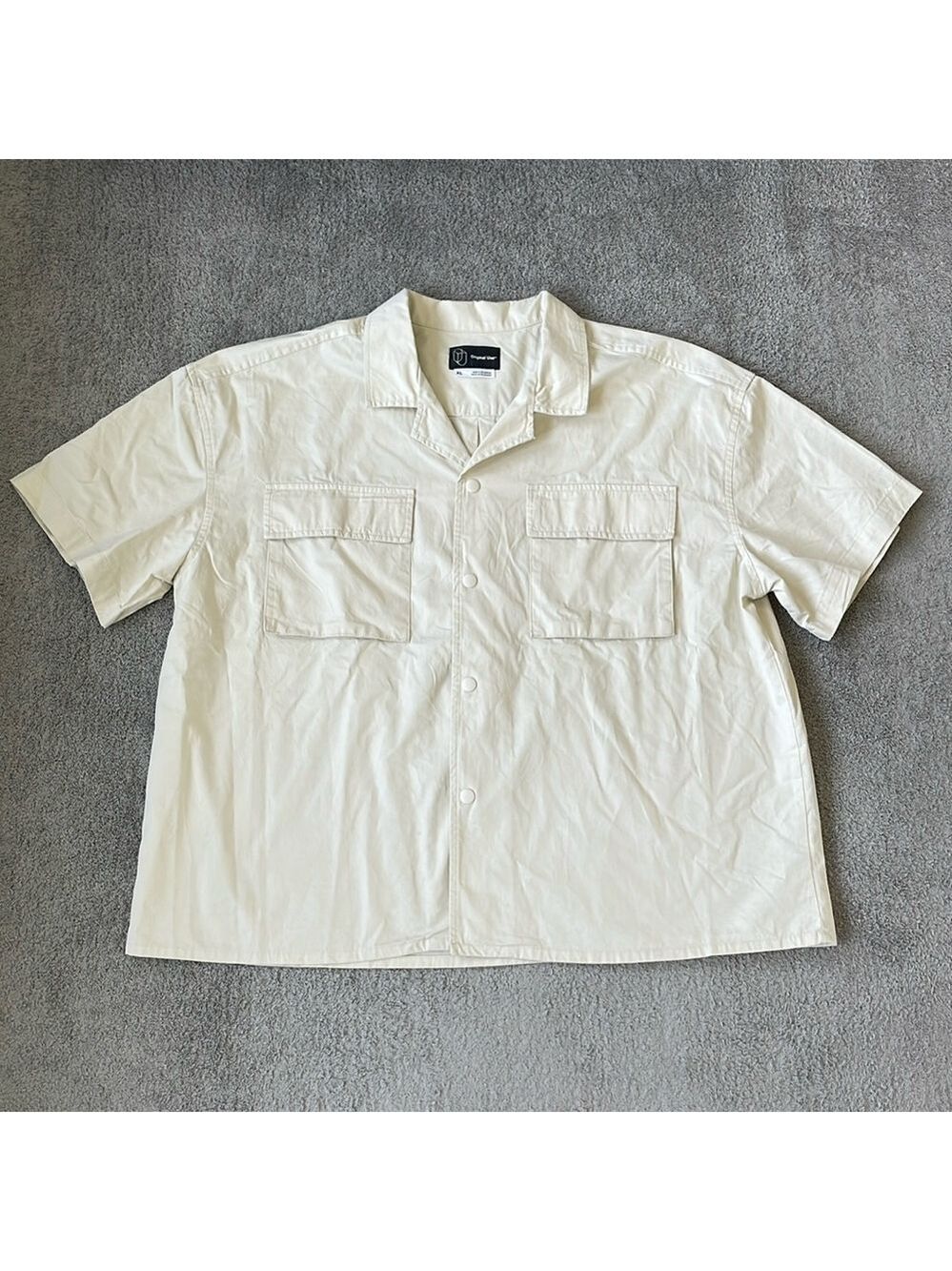 NWOT Original Use Cream Short Sleeve Button Up Shirt - Size XL